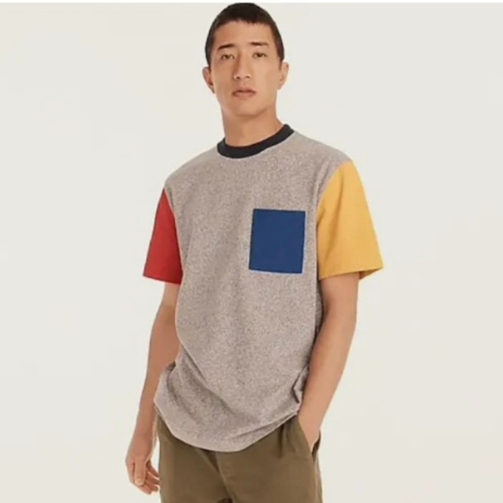 J.CREW Relaxed premium-weight cotton T-shirt Color Block Men's LG BNWT 1 Left!